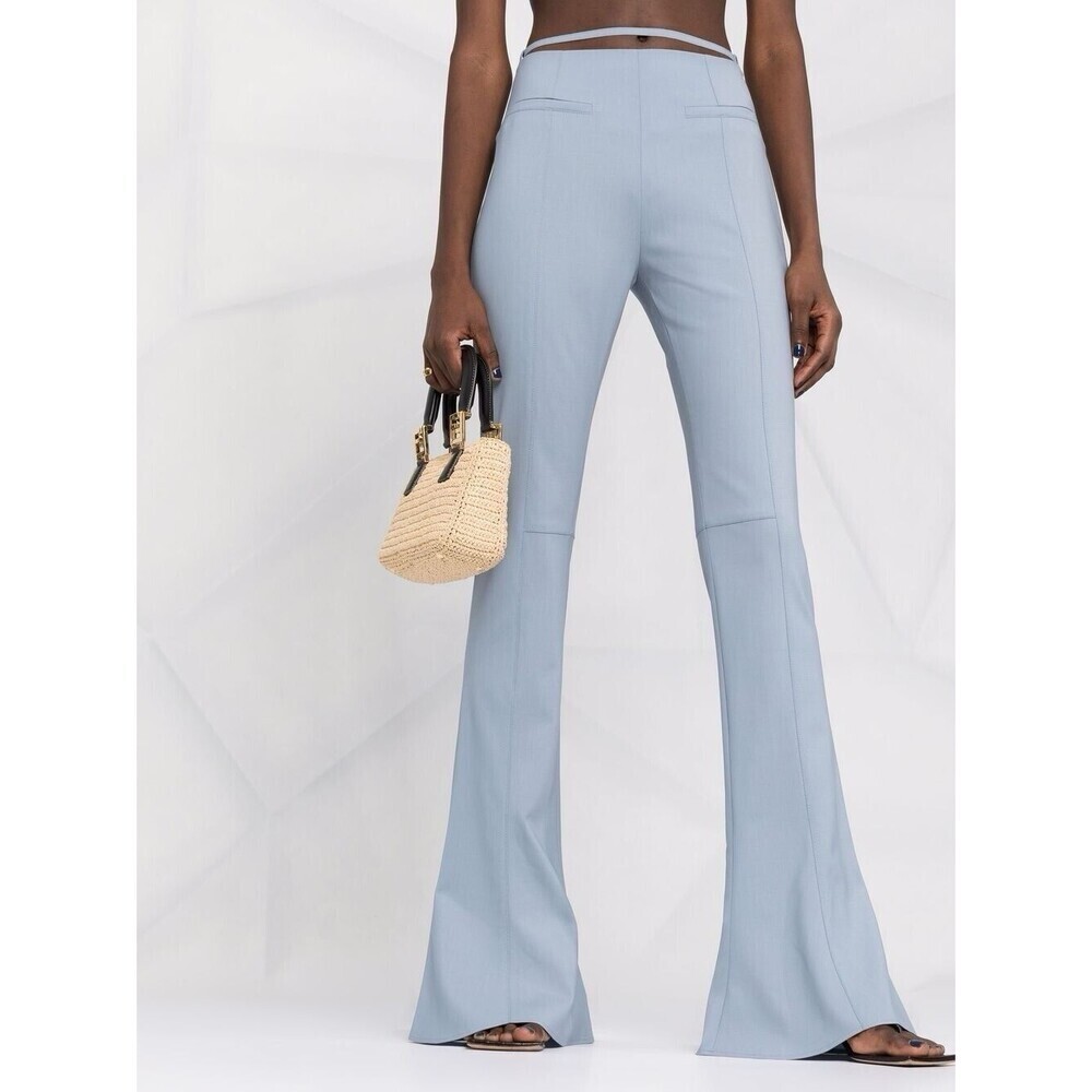 Jacquemus Le Pantalon Tangelo Flare Pants Light Blue Wool Blend